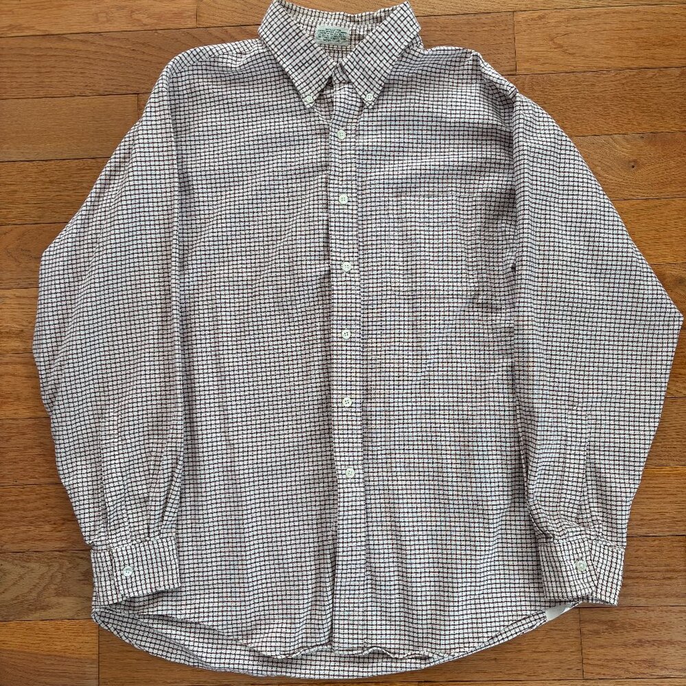 Vintage LL Bean Shirt Mens 17-35 Red Blue Check Single Needle‎ Tailoring Pocket
